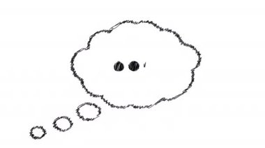 Ellipsis mark or suspension point in a cloud icon, speech bubble on white background, cloud speech bubble, hand draw animation. High quality 4k ProRes.