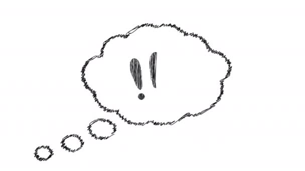 Three Exclamation Marks Cloud Icon Speech Bubble White Background Hand — Stockvideo