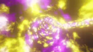 Seamless wormhole journey, abstract futuristic neon tunnel, yellow and pink colors, high speed, colorful corridor. 3d animation. High quality 4k footage.