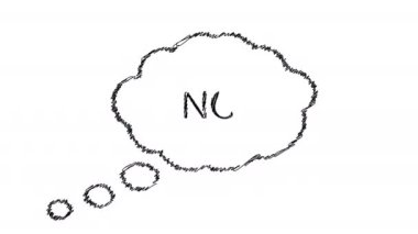 Word NO in a cloud icon, speech bubble on white background hand draw animation. High quality 4k ProRes.