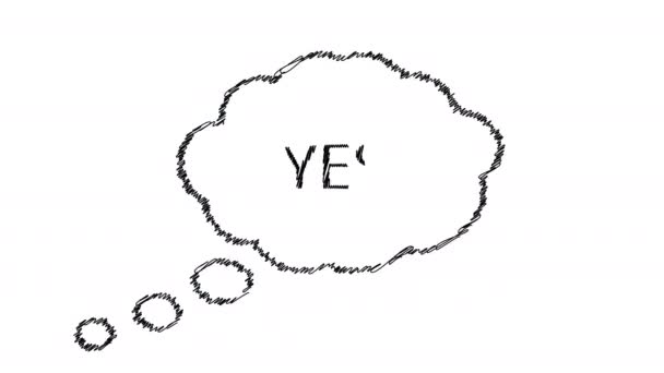 Yes Word Speech Bubble Cloud Icon Chat Idea Concept White — Vídeo de stock