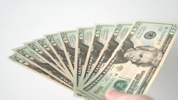 Fan Dollar Bills Many Cash Banknotes Usa Dollars Close Macro — Stock video