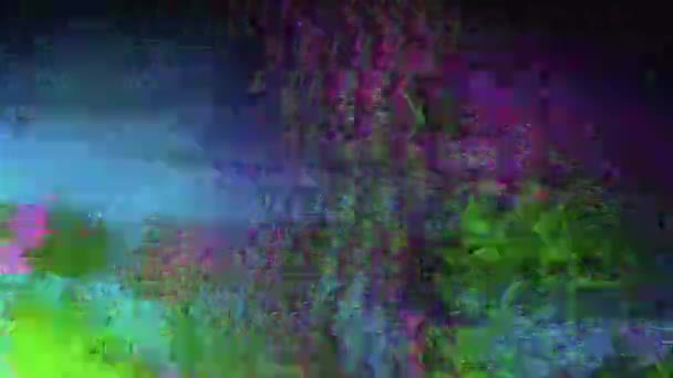 Colorful Neon Futuristic Trendy Holographic Background Glitch Interference Noisy Bad — Stockvideo