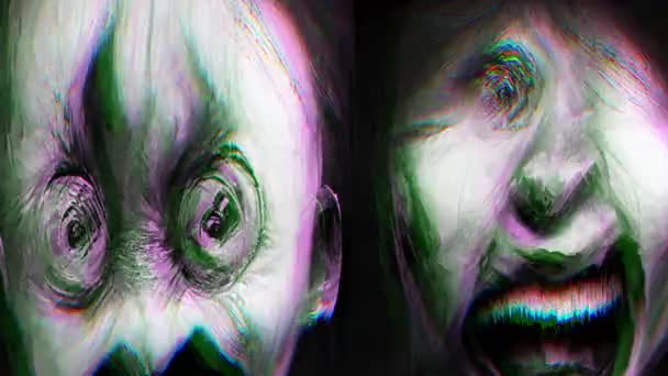 Scary Monsters Evil Faces Halloween Computer Generated Hellish Characters Souls — Vídeo de Stock