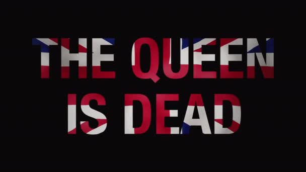 Queen Dead Text Message Colors British Flag Black Background Prores — Vídeo de Stock