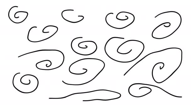 Scribbles Doodle Animation Στριμμένα Sketch Art Style Καμπύλες Γραμμές Τυχαία — Αρχείο Βίντεο