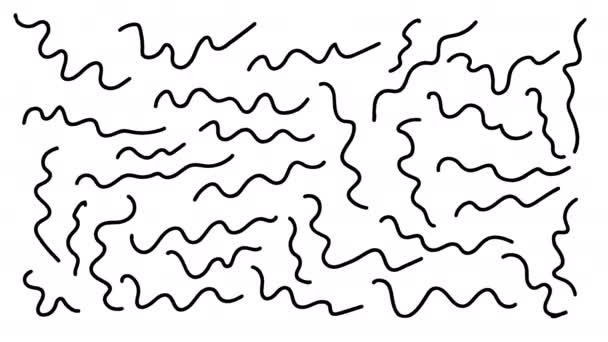 Abstract Doodle Animation Sketch Twisted Curvy Lines Random Pattern Alpha — Stock Video