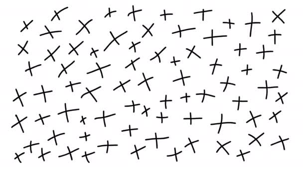 Kritzelkreuze Muster Kinderskizzen Zeichnen Mit Tusche Bleistift Stift Auf Papier — Stockvideo
