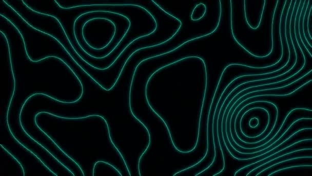 Abstract Topographic Animation Neon Green Black Background Slow Moving Particles — Stock Video