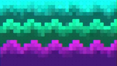 Renkli pikseller, 80 'lerin nostaljik, sanal arka planı. Döngülü canlandırma. 