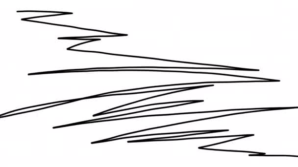 Handgeschriebene Verschiedene Kritzeleien Kritzeleien Federzeichnung Kardiogramm Abstrakte Linien Auf Transparentem — Stockvideo