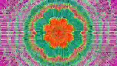 Yüksek kalitede gürültü bozulması ve pixelation fütüristik arkaplan ile soyut kaleydoskop.