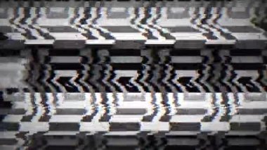 Analog müdahalenin soyut simülasyonu, klasik televizyon arızaları, eski video görüntüleri, zayıf sinyal, sesler, rastgele çizgiler, yaratıcı kullanım için bağlantı kaybı kavramı.