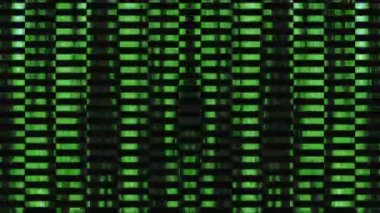 Yeşil renkli hareketli aksaklık efekti fütürist modayı 80 'lerin yanardöner arka planı. Projeniz için VFX görüntüleri. 