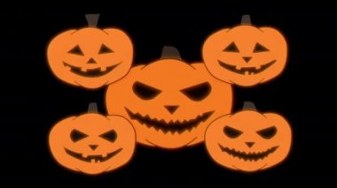 Korkunç Cehennem Animasyonu. Jack olantern siyah bir arkaplanda, yaratıcı görüntüler, 4k çözünürlük. 