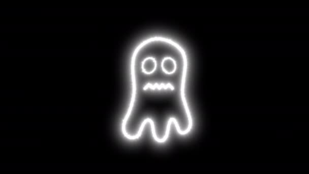 Espeluznante Animación Fantasma Halloween Aislado Sobre Fondo Negro Efecto Sacudida — Vídeo de stock