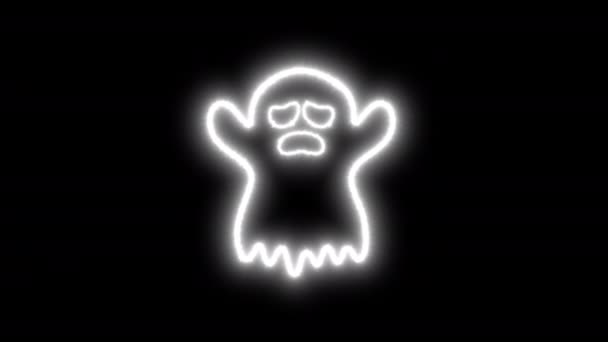 Fantasma Aterrador Estilo Dibujos Animados Objeto Halloween Brillante Blanco Aislado — Vídeos de Stock