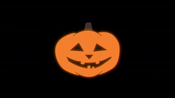 ブラックの背景 創造的なアニメーション 4K解像度でジャックオランターンハロウィン怖い顔を光る — ストック動画