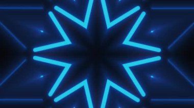 Soyut Mandala İllüzyon Sanatı. Flaşsız kaleydoskop. Web, yoga, kulüpler, neon rengi mavi ve sarı için sihirli gezi görüntüleri.