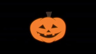 Siyah arka planda Jack olantern 'ın korkunç yüzü, yaratıcı animasyon, 4k çözünürlük. 