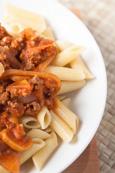 Pasta penne bolognese — Stock Photo, Image