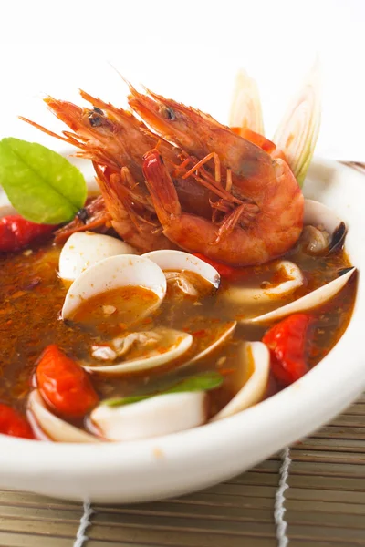 Tom yum spicy seafood soup — Stock Photo, Image