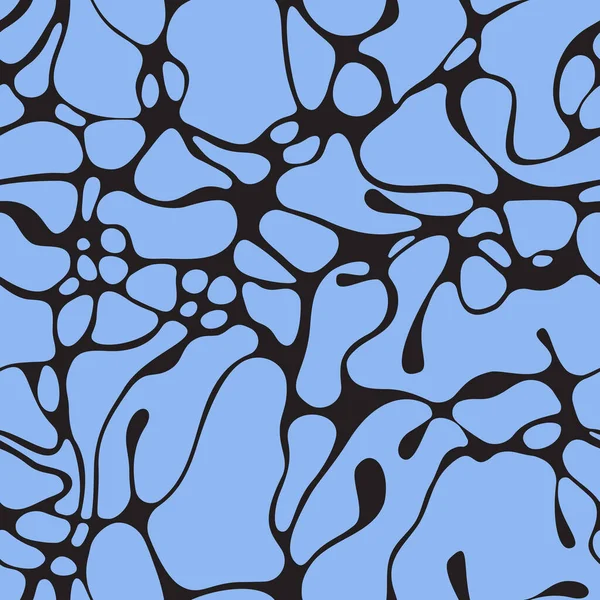 Abstract seamless pattern. Black blots on a blue background. — Stockvektor