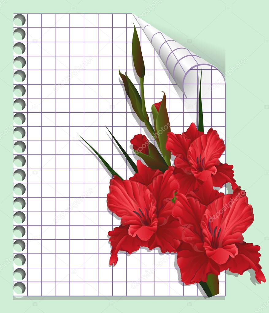 Page of a notebook with gladiolus