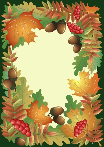 Autumn foliage with fruits and berries — Stock Vector