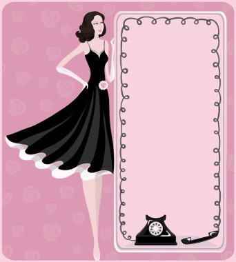 Bayan ve retro telefon