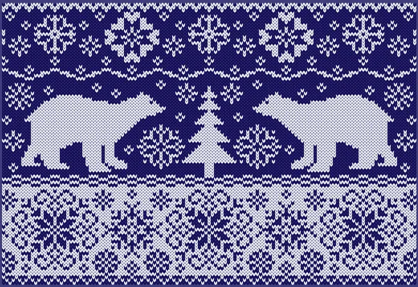 Ornement tricoté avec ours — Image vectorielle