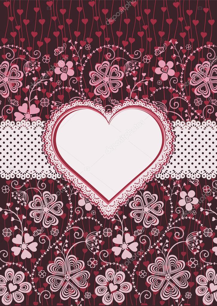 Valentine heart form. Holiday card.