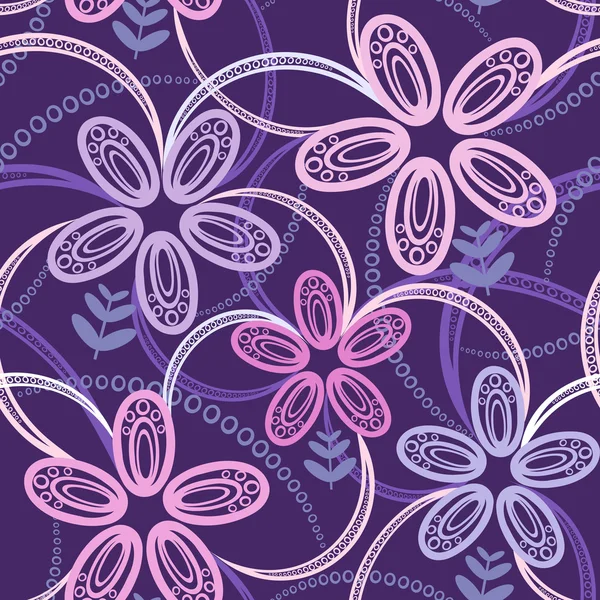 Fundo floral sem costura: Noite violeta — Vetor de Stock