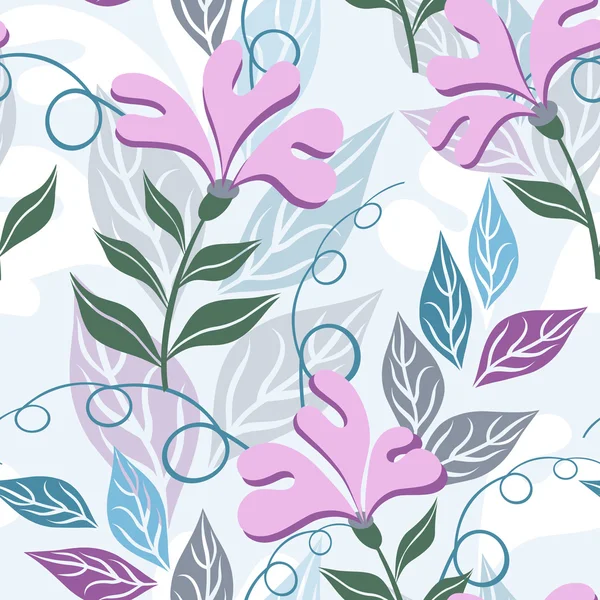 Motif floral sans couture. Fleurs violettes de l'imagination . — Image vectorielle