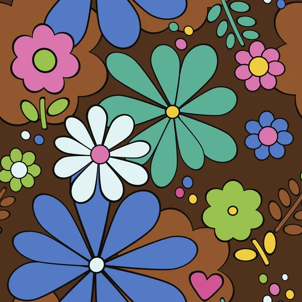 Vector sem costura floral fundo retro —  Vetores de Stock