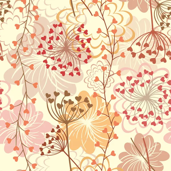 Naadloze floral retro achtergrond — Stockvector