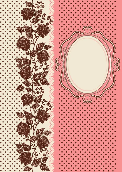 Tarjeta Vintage adornada con siluetas de rosas — Archivo Imágenes Vectoriales