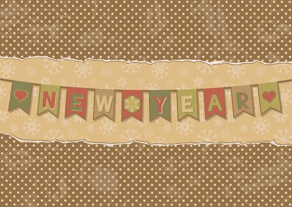 Новогодняя открытка с праздничными флагами — стоковый вектор