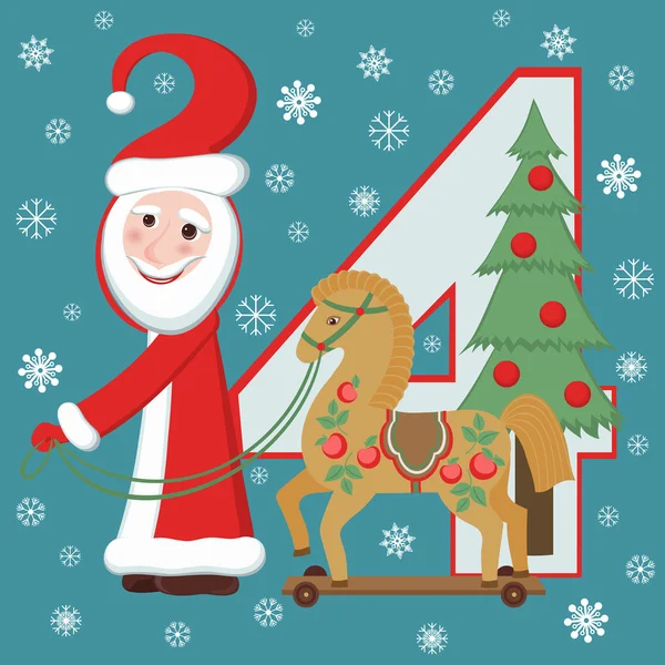 Santa Claus and horse. New year 2014. — Stock Vector