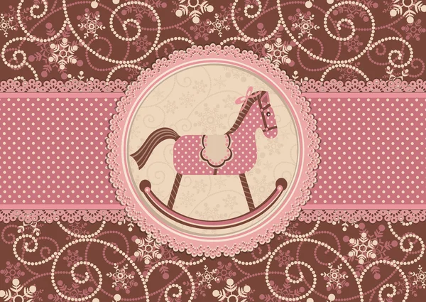 Koně s krásným pozadím a tečkovaný stuha. — Stockový vektor