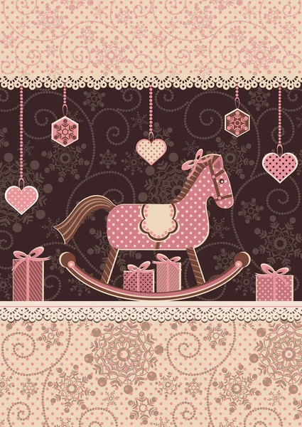 Cheval de Noël et cadeaux — Image vectorielle