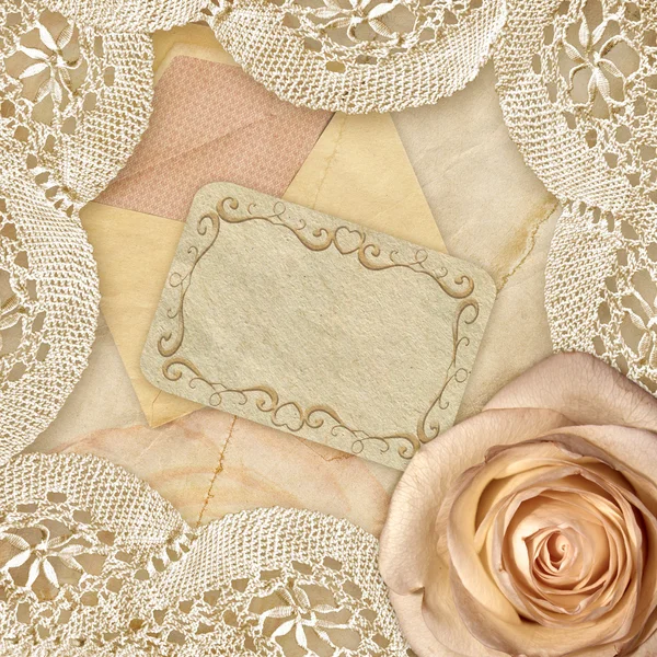 Rosa e pizzo vintage — Foto Stock