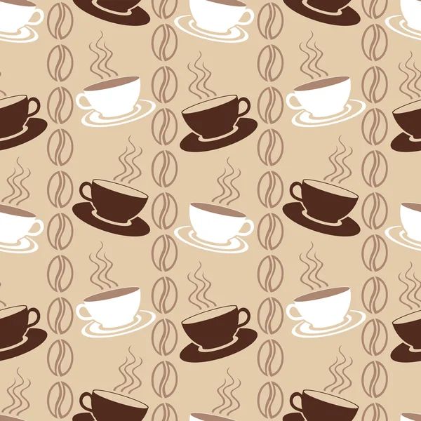 Fehér és barna kávéscsészét varrat nélküli mintát — Stock Vector