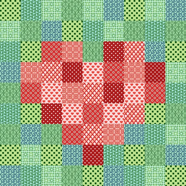 Lapptäcke mosaik med hjärta — Stock vektor