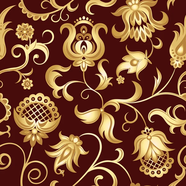 Seamless background with golden flowers — Stock Vector