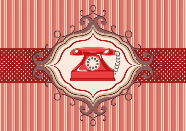 Vintage card and old red telephone — Stock Vector