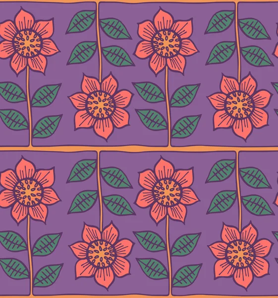 无缝模式用多彩的向日葵 — 图库矢量图片