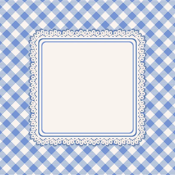 Lacy frame and blue checked background — Stock Vector