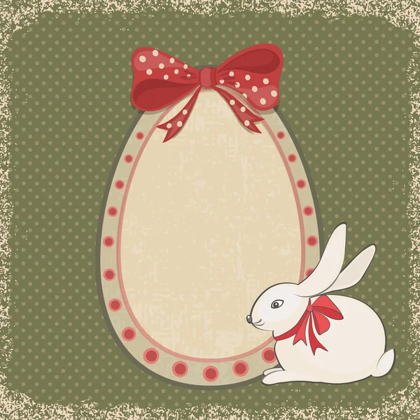 Paskalya tavşanı ve yumurta formu ile klasik kart — Stok Vektör