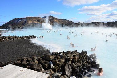 People bathing in the Blue Lagoon in Iceland clipart